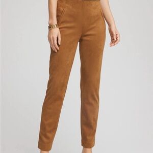 Chico's Brown Faux Suede Cropped Dress Pants